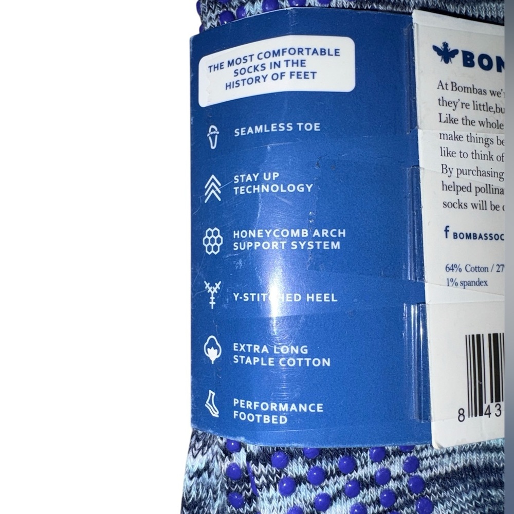 Bombas Grippers Women’s Socks - Blue - Size M - Picture 4 of 5